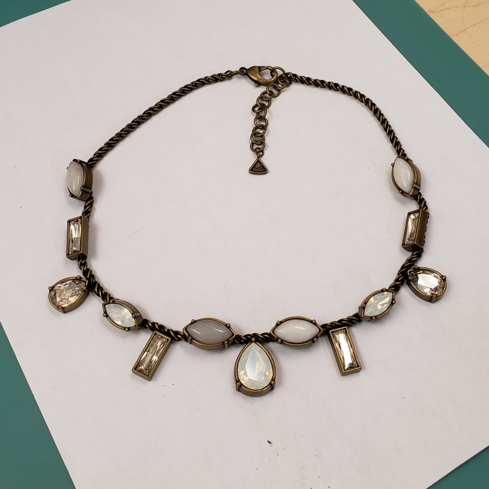 Silpada Vintage KR Collection crystal antique brass Swarovski moonstone necklace - Picture 8 of 10